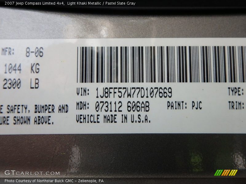 Light Khaki Metallic / Pastel Slate Gray 2007 Jeep Compass Limited 4x4