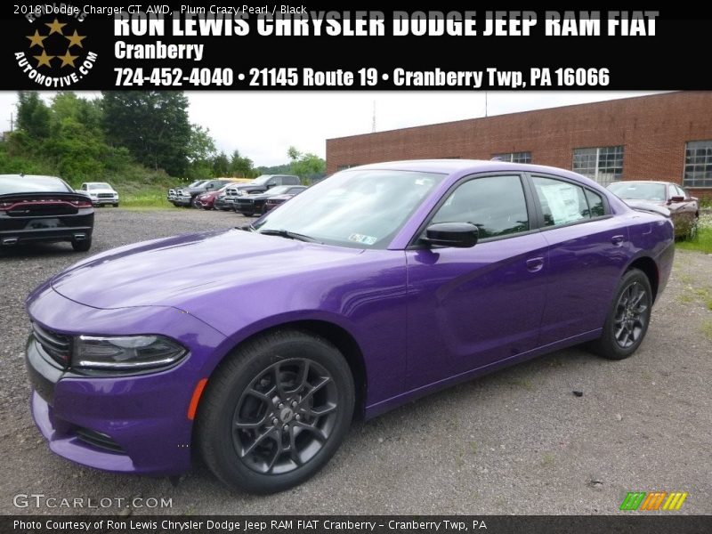 Plum Crazy Pearl / Black 2018 Dodge Charger GT AWD