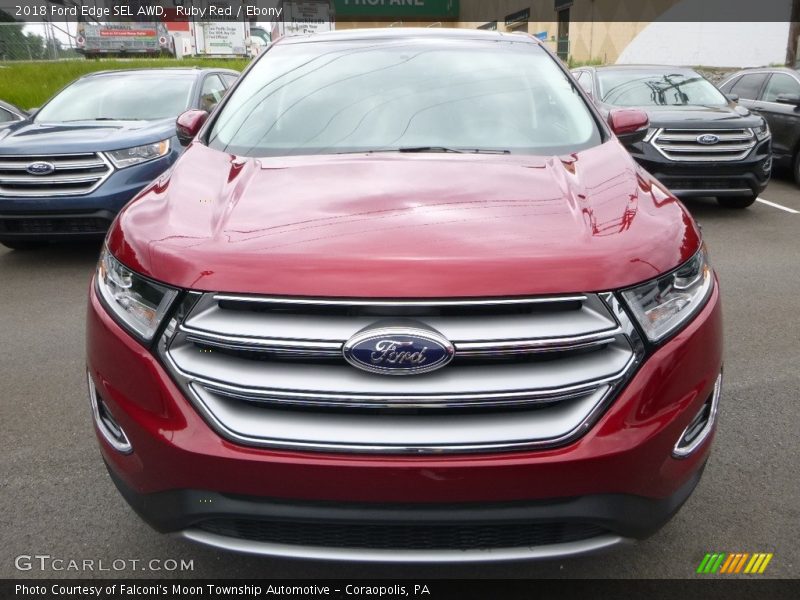 Ruby Red / Ebony 2018 Ford Edge SEL AWD