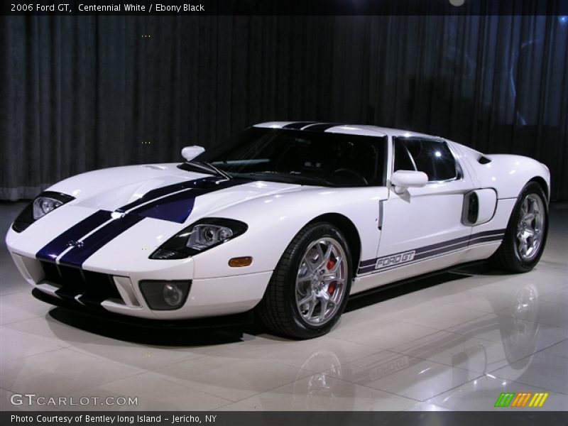 2006 Ford GT, Centennial White/Sonic Blue  / Ebony Black Leather, Front Left - 2006 Ford GT 