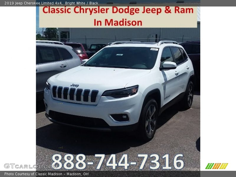 Bright White / Black 2019 Jeep Cherokee Limited 4x4