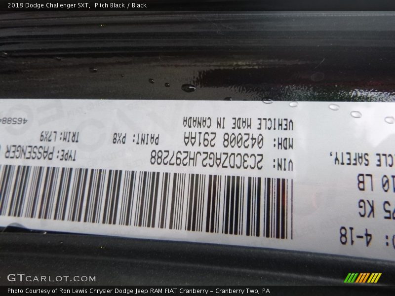Pitch Black / Black 2018 Dodge Challenger SXT