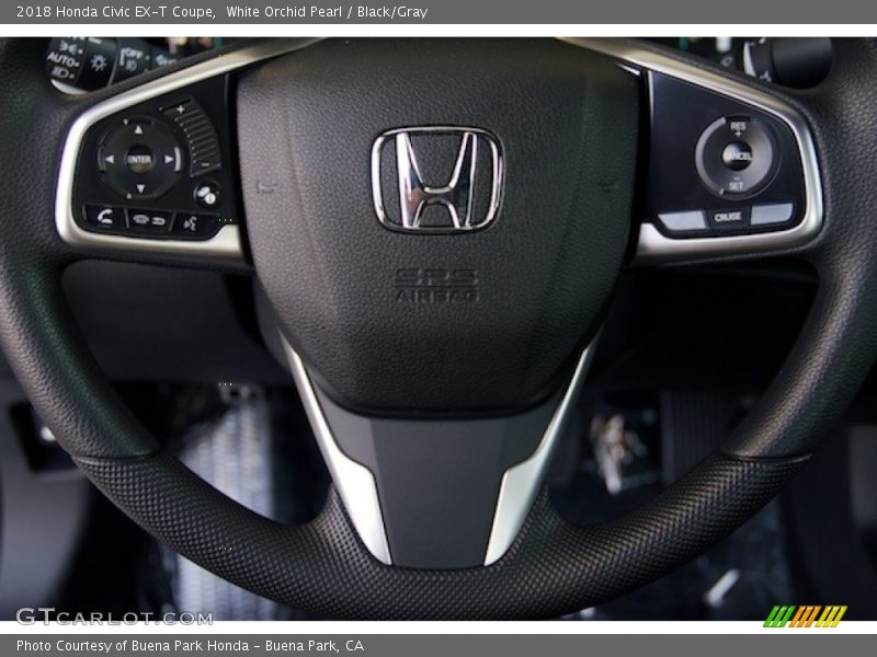 White Orchid Pearl / Black/Gray 2018 Honda Civic EX-T Coupe
