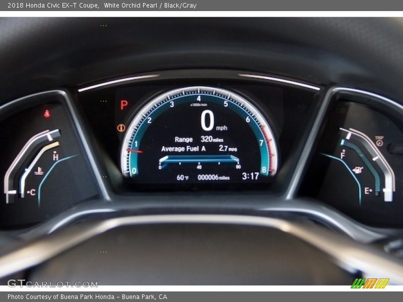White Orchid Pearl / Black/Gray 2018 Honda Civic EX-T Coupe