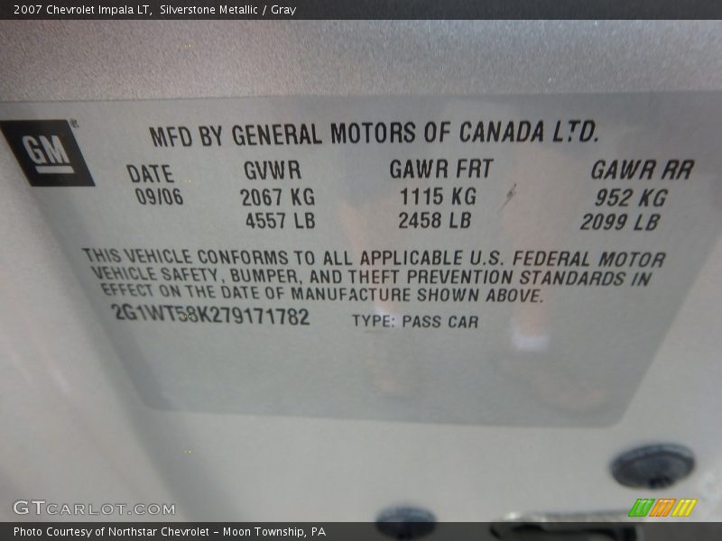 Silverstone Metallic / Gray 2007 Chevrolet Impala LT