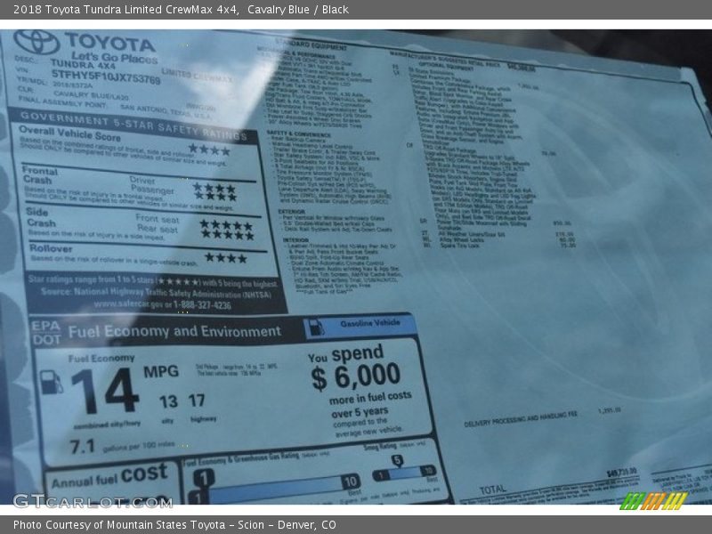 Cavalry Blue / Black 2018 Toyota Tundra Limited CrewMax 4x4