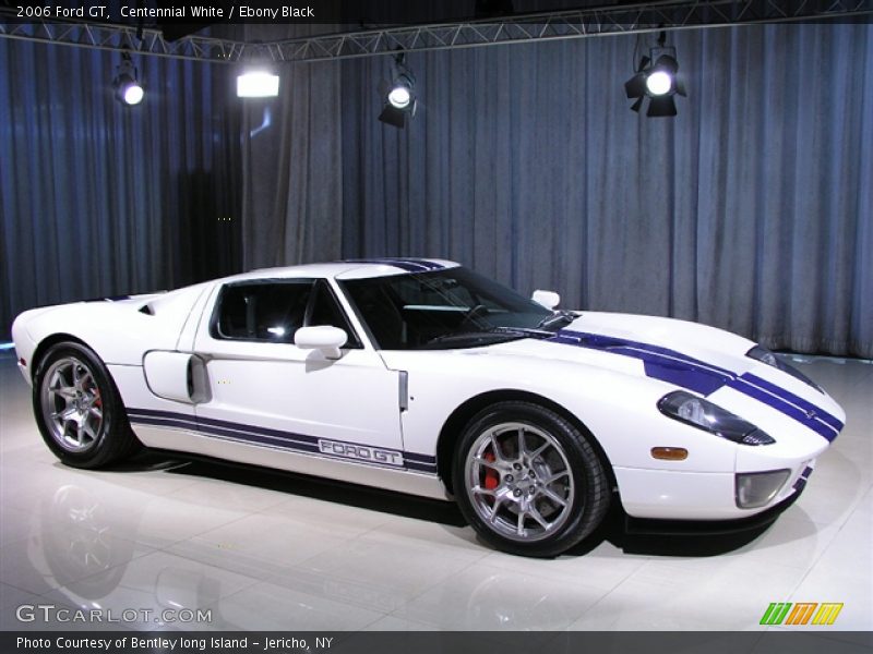 2006 Ford GT, Centennial White/Sonic Blue  / Ebony Black Leather, Front Right - 2006 Ford GT 