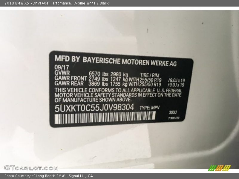 Alpine White / Black 2018 BMW X5 xDrive40e iPerfomance