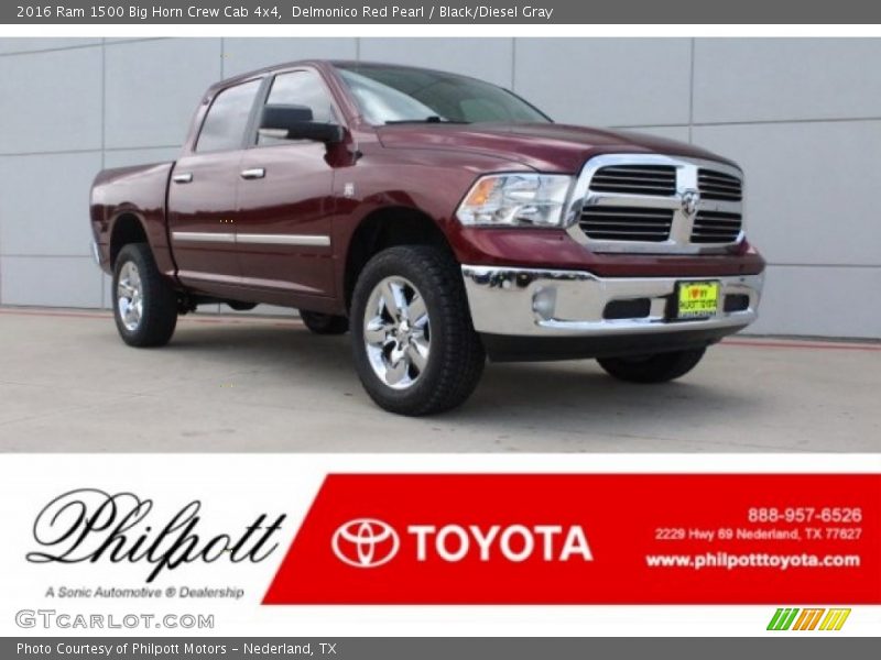 Delmonico Red Pearl / Black/Diesel Gray 2016 Ram 1500 Big Horn Crew Cab 4x4