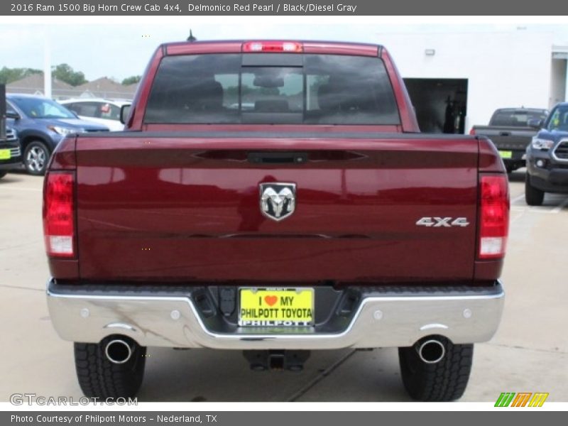 Delmonico Red Pearl / Black/Diesel Gray 2016 Ram 1500 Big Horn Crew Cab 4x4
