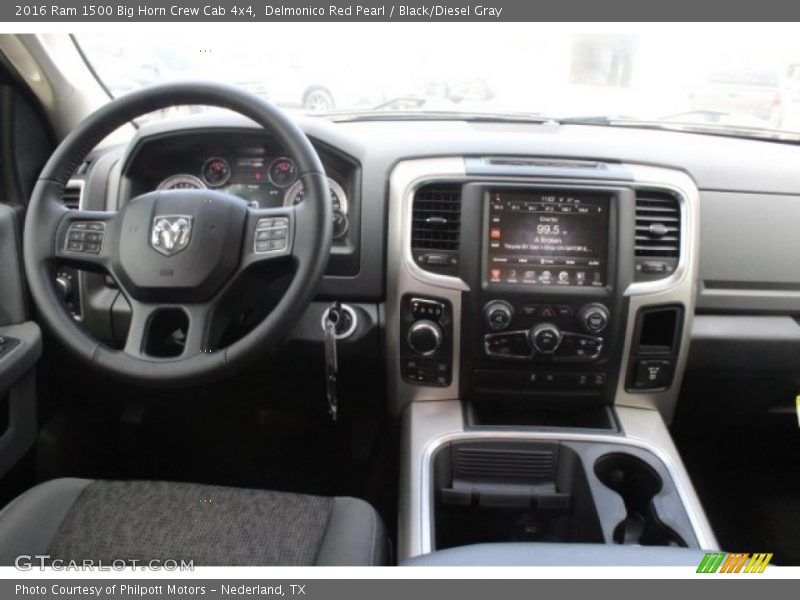 Delmonico Red Pearl / Black/Diesel Gray 2016 Ram 1500 Big Horn Crew Cab 4x4