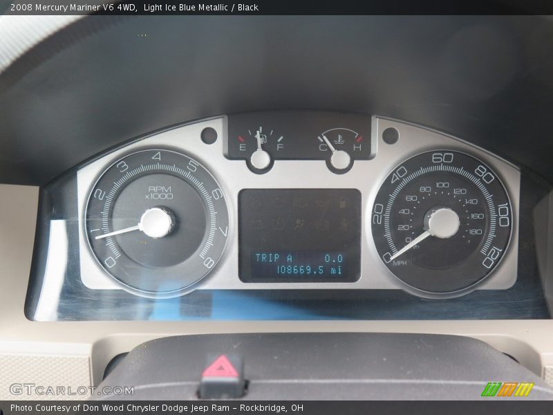 Light Ice Blue Metallic / Black 2008 Mercury Mariner V6 4WD