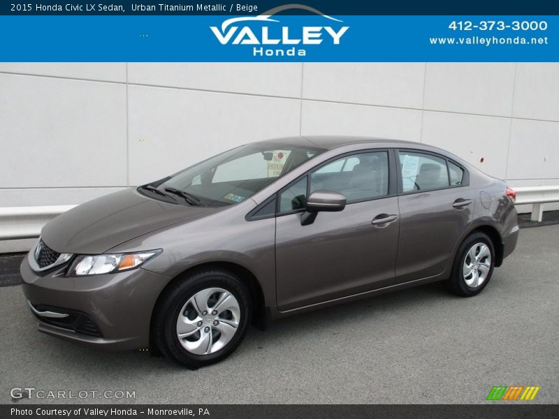 Urban Titanium Metallic / Beige 2015 Honda Civic LX Sedan