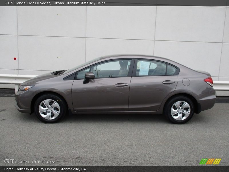 Urban Titanium Metallic / Beige 2015 Honda Civic LX Sedan