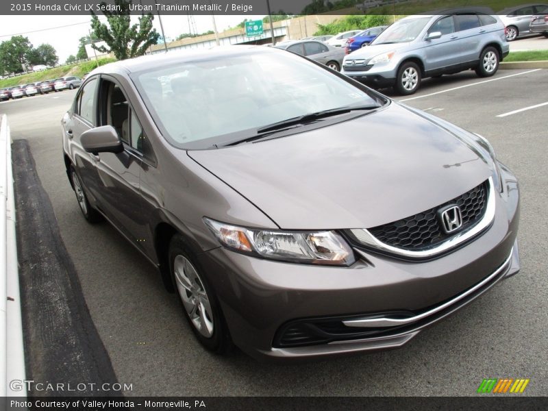 Urban Titanium Metallic / Beige 2015 Honda Civic LX Sedan