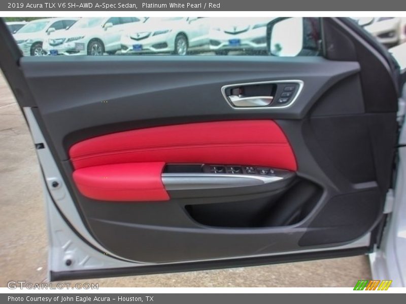Platinum White Pearl / Red 2019 Acura TLX V6 SH-AWD A-Spec Sedan