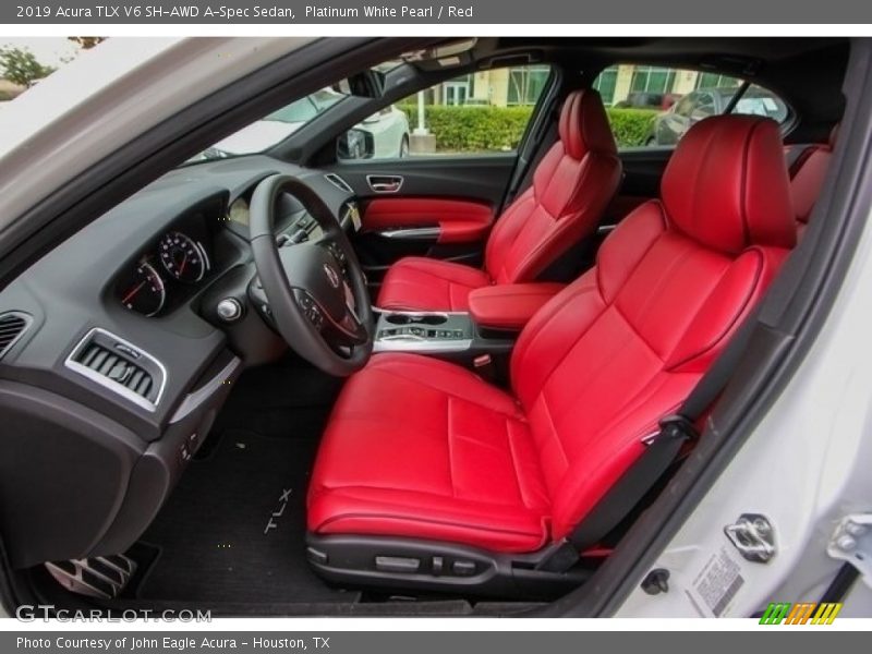 Platinum White Pearl / Red 2019 Acura TLX V6 SH-AWD A-Spec Sedan