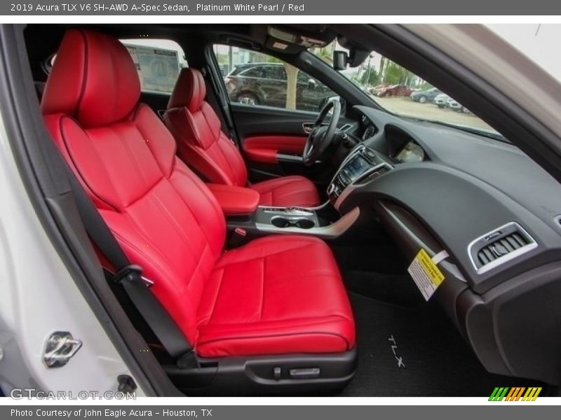 Platinum White Pearl / Red 2019 Acura TLX V6 SH-AWD A-Spec Sedan