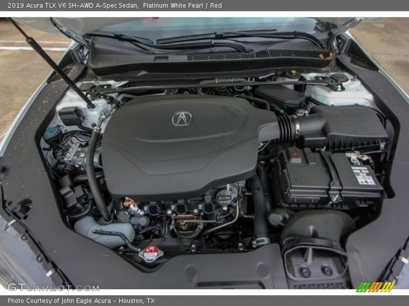 Platinum White Pearl / Red 2019 Acura TLX V6 SH-AWD A-Spec Sedan