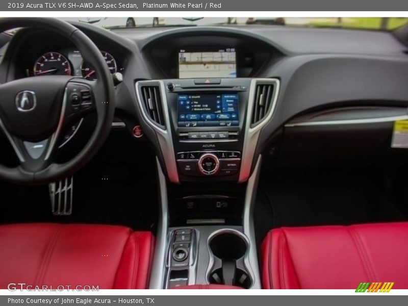 Platinum White Pearl / Red 2019 Acura TLX V6 SH-AWD A-Spec Sedan