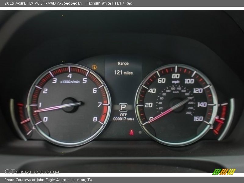 Platinum White Pearl / Red 2019 Acura TLX V6 SH-AWD A-Spec Sedan