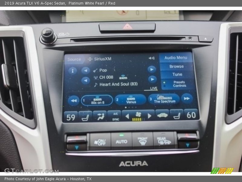 Platinum White Pearl / Red 2019 Acura TLX V6 A-Spec Sedan