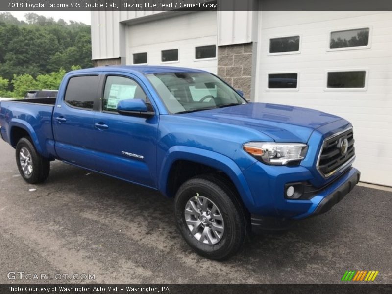 Blazing Blue Pearl / Cement Gray 2018 Toyota Tacoma SR5 Double Cab