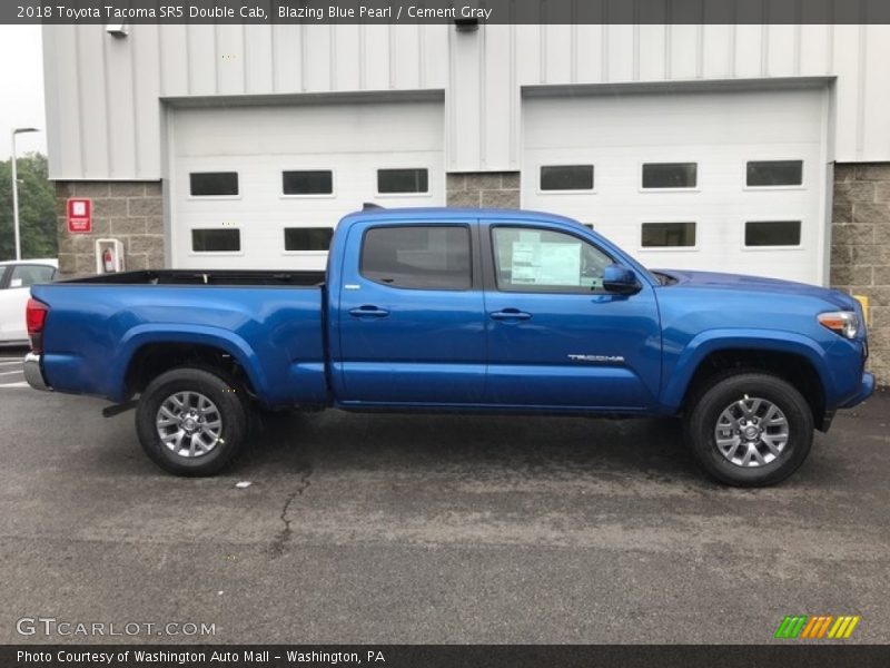 Blazing Blue Pearl / Cement Gray 2018 Toyota Tacoma SR5 Double Cab