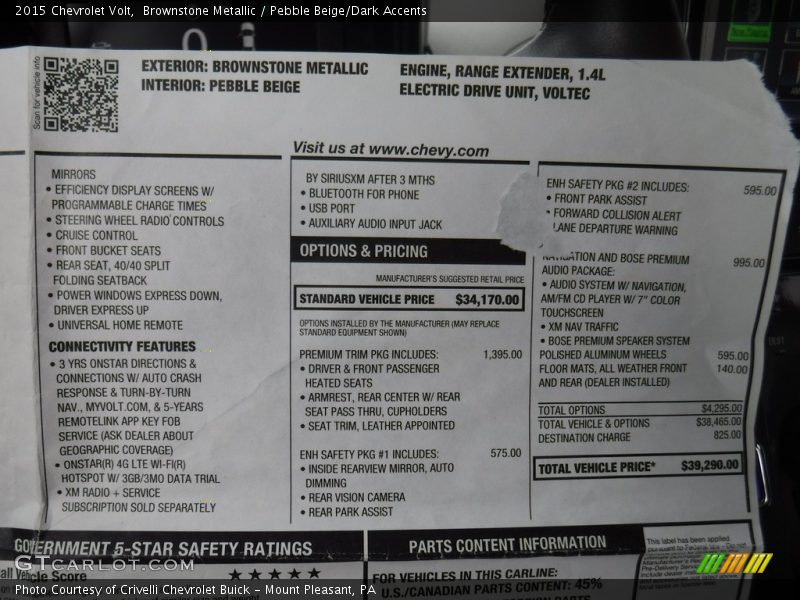 Brownstone Metallic / Pebble Beige/Dark Accents 2015 Chevrolet Volt