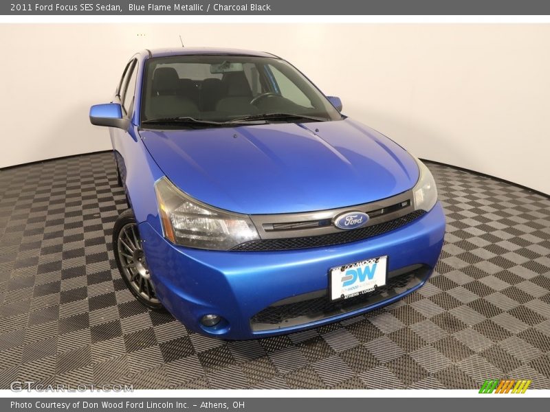 Blue Flame Metallic / Charcoal Black 2011 Ford Focus SES Sedan