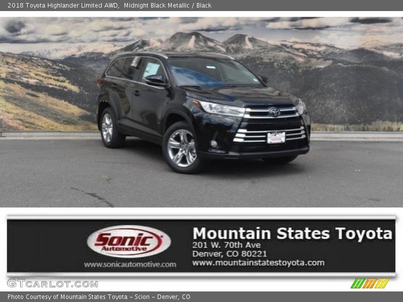 Midnight Black Metallic / Black 2018 Toyota Highlander Limited AWD