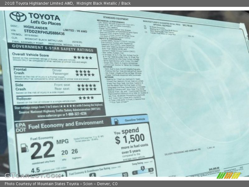 Midnight Black Metallic / Black 2018 Toyota Highlander Limited AWD