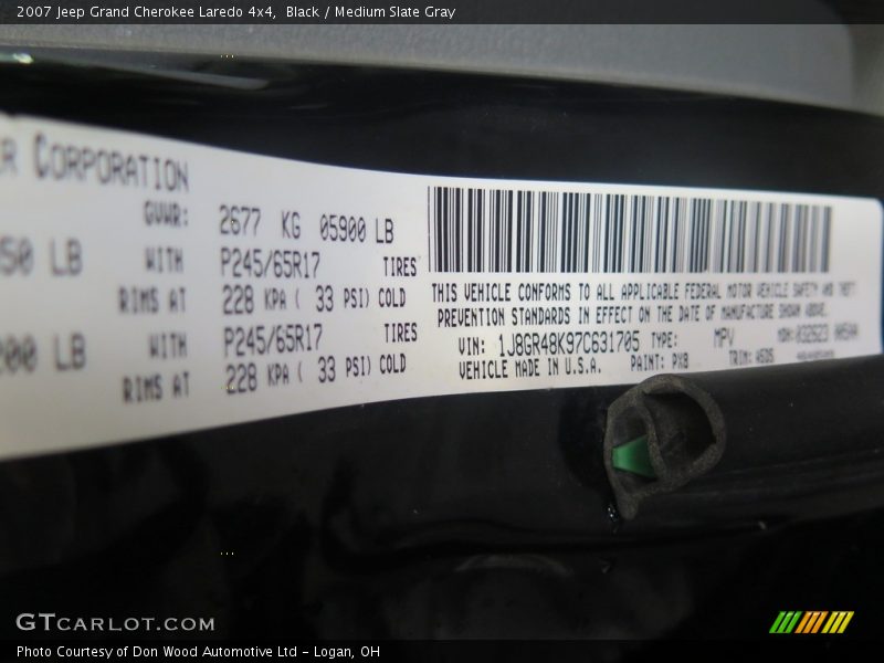 Black / Medium Slate Gray 2007 Jeep Grand Cherokee Laredo 4x4