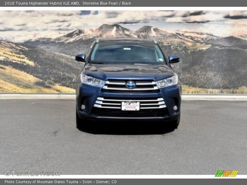 Shoreline Blue Pearl / Black 2018 Toyota Highlander Hybrid XLE AWD