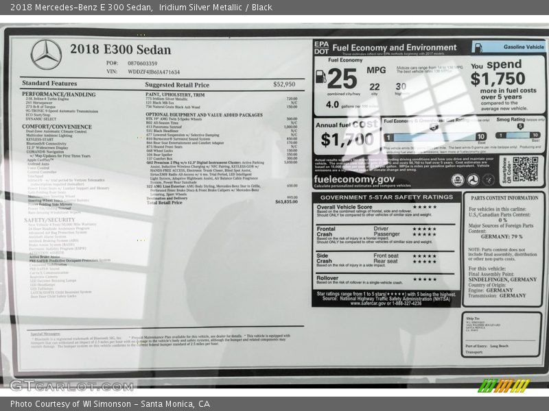 Iridium Silver Metallic / Black 2018 Mercedes-Benz E 300 Sedan