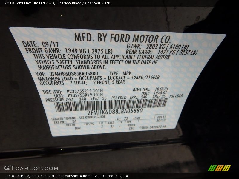2018 Flex Limited AWD Shadow Black Color Code G1