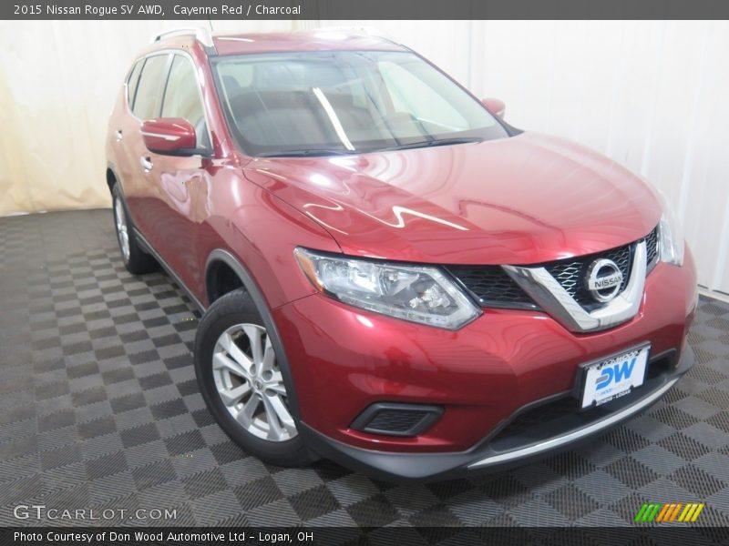 Cayenne Red / Charcoal 2015 Nissan Rogue SV AWD
