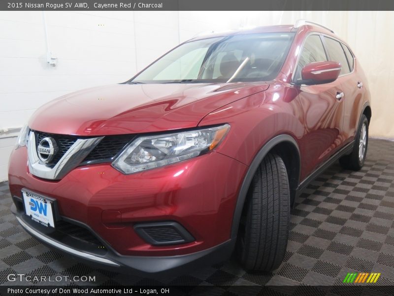 Cayenne Red / Charcoal 2015 Nissan Rogue SV AWD