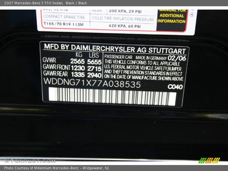 Black / Black 2007 Mercedes-Benz S 550 Sedan