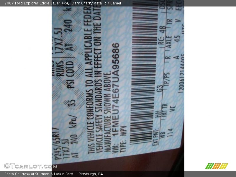 Dark Cherry Metallic / Camel 2007 Ford Explorer Eddie Bauer 4x4