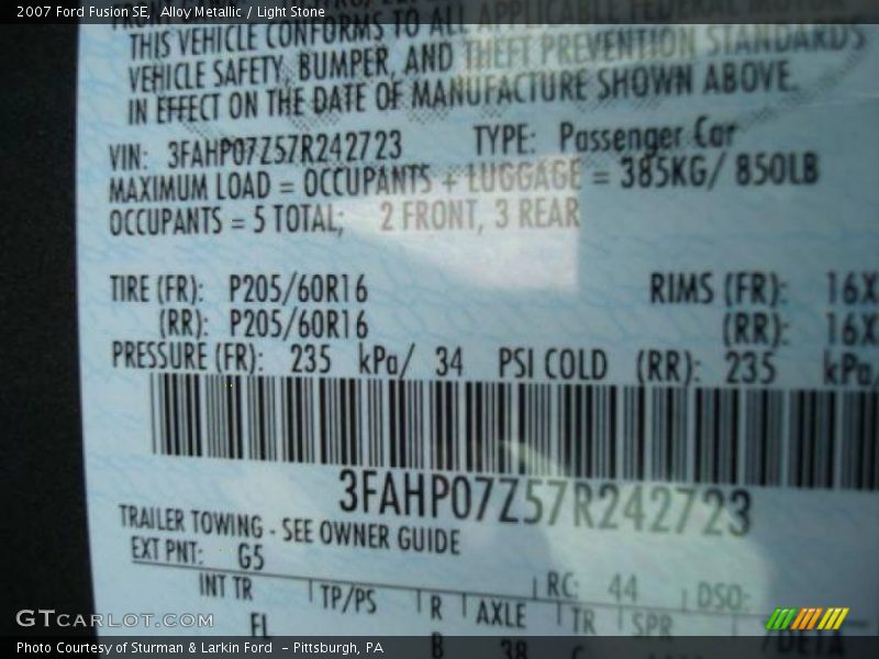 Alloy Metallic / Light Stone 2007 Ford Fusion SE