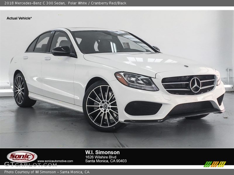 Polar White / Cranberry Red/Black 2018 Mercedes-Benz C 300 Sedan