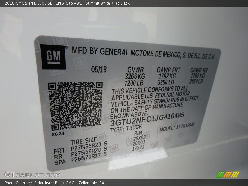 Summit White / Jet Black 2018 GMC Sierra 1500 SLT Crew Cab 4WD