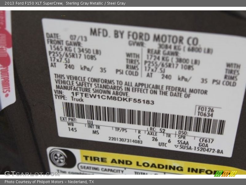 Sterling Gray Metallic / Steel Gray 2013 Ford F150 XLT SuperCrew