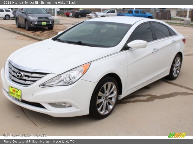 Shimmering White / Black 2012 Hyundai Sonata SE