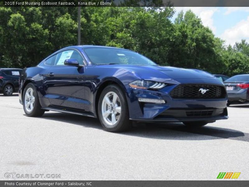 Kona Blue / Ebony 2018 Ford Mustang EcoBoost Fastback