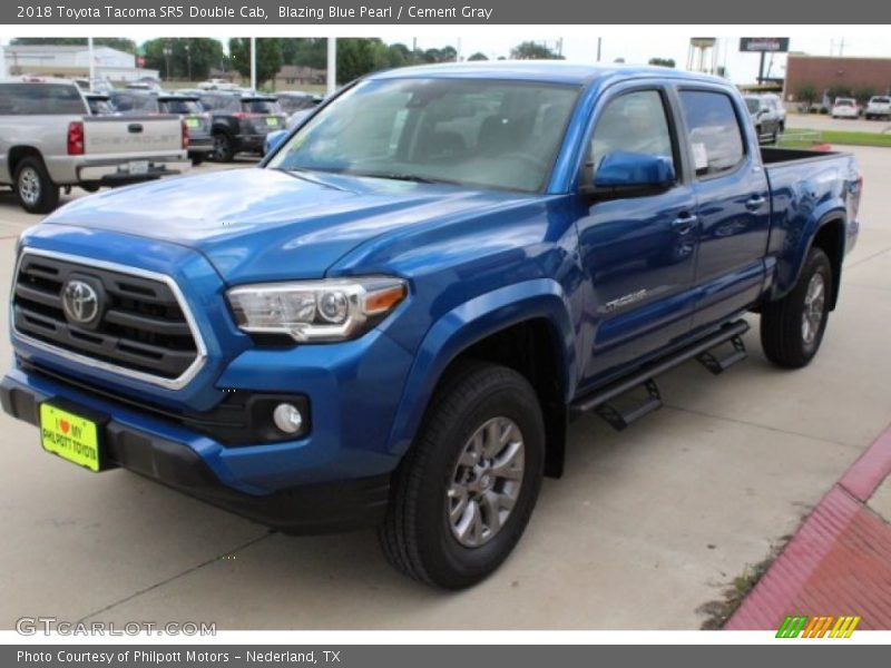 Blazing Blue Pearl / Cement Gray 2018 Toyota Tacoma SR5 Double Cab