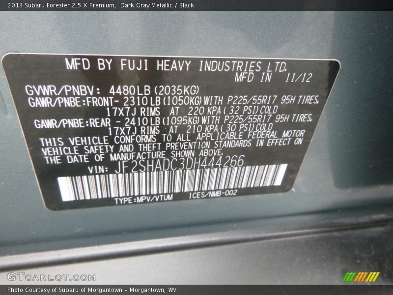 Dark Gray Metallic / Black 2013 Subaru Forester 2.5 X Premium