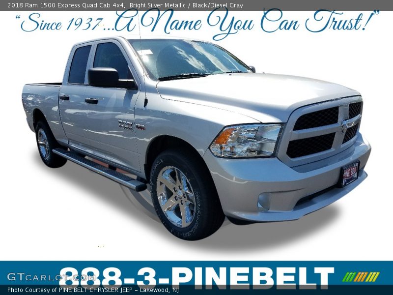 Bright Silver Metallic / Black/Diesel Gray 2018 Ram 1500 Express Quad Cab 4x4