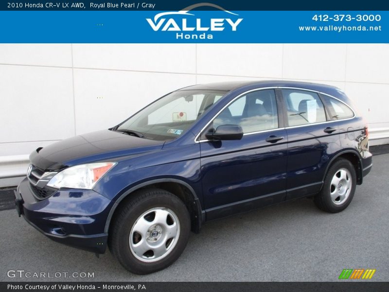 Royal Blue Pearl / Gray 2010 Honda CR-V LX AWD